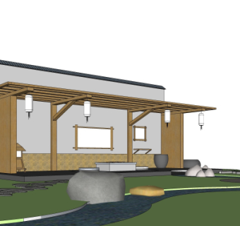 中式凉亭su模型