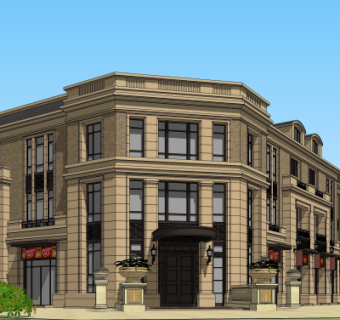 欧式沿街商业建筑su模型