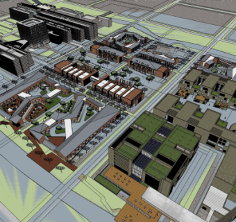 现代商业区规划su模型