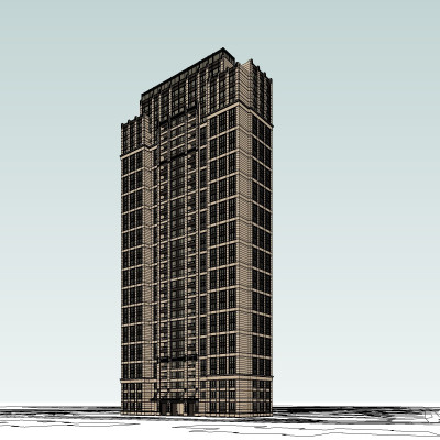 新古典高层公寓楼su模型