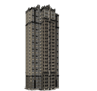 新古典高层公寓楼su模型