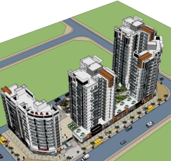 现代小区规划su模型