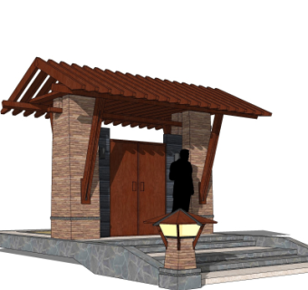 中式门头门面su模型