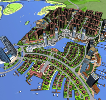 现代小区规划su模型