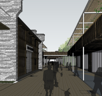 新中式商业街su模型