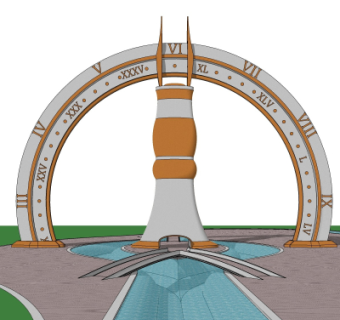欧式景观水池su模型