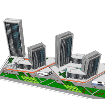 现代高层办公楼su模型