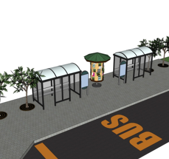 现代公交站su模型