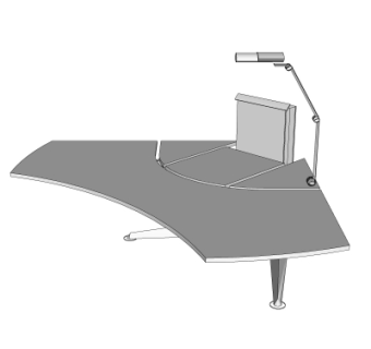 现代书桌电脑桌su模型