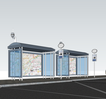 现代公交站su模型