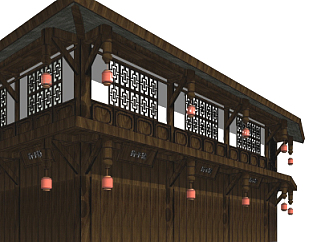 中式建筑外观su模型