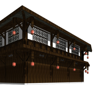 中式建筑外观su模型