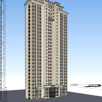 新古典高层公寓楼su模型
