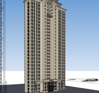 新古典高层公寓楼su模型