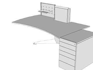 现代<em>书桌电脑桌</em>su模型