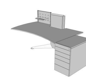 现代书桌电脑桌su模型