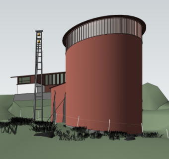 现代烟囱免费su模型