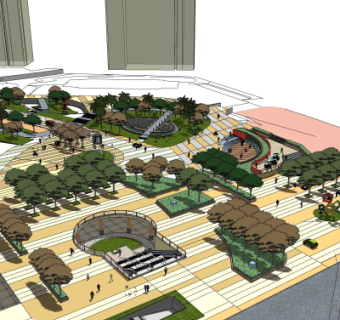 现代广场景观su模型