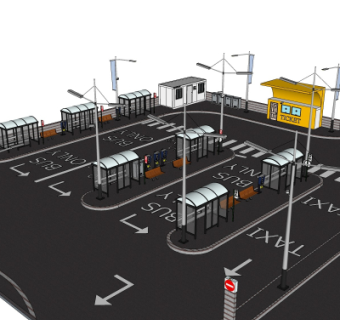 现代车站su模型