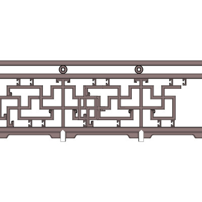中式金属护栏su模型