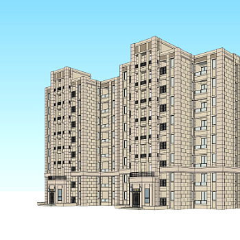 新古典高层公寓楼su模型