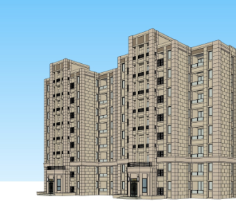 新古典高层公寓楼su模型