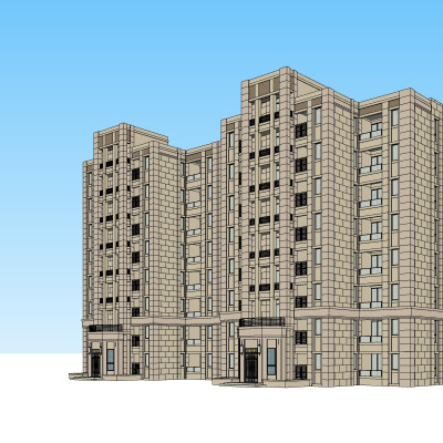 新古典高层公寓楼su模型