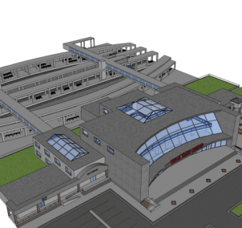现代车站su模型