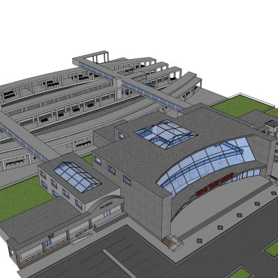 现代车站su模型