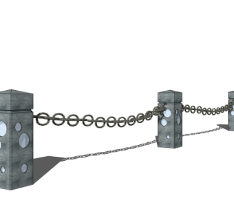 现代铁链栏杆su模型