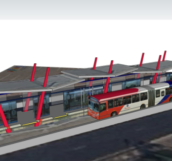 现代公交站su模型