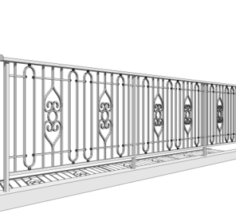 现代金属栏杆su模型