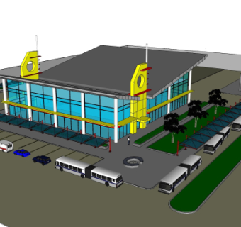 现代车站su模型