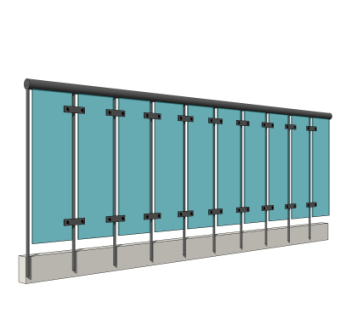 现代玻璃栏杆su模型