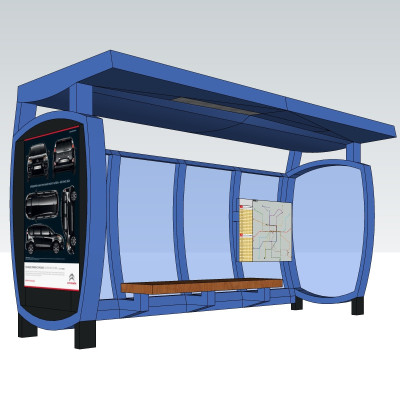现代公交站su模型