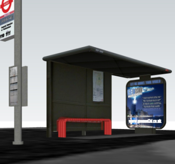 现代公交站su模型