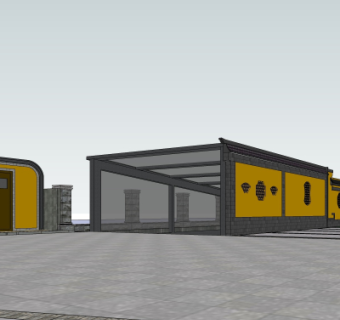 中式地下车库入口免费su模型