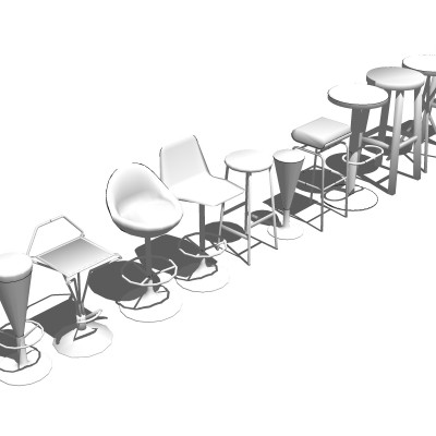现代吧台椅组合su模型