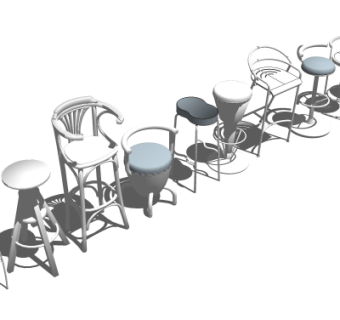 现代吧台椅su模型