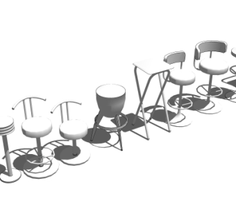 现代吧台椅su模型