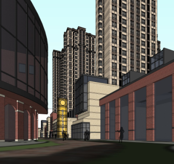 欧式商业街su模型