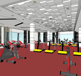 现代健身房su模型