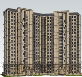 新古典高层公寓楼su模型