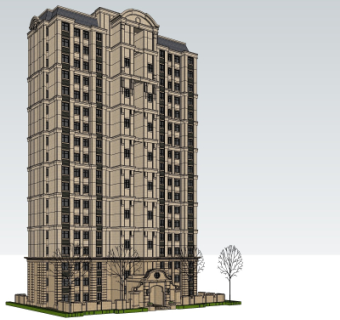 欧式高层公寓楼su模型