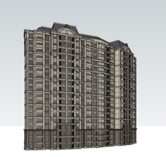 欧式高层公寓楼su模型