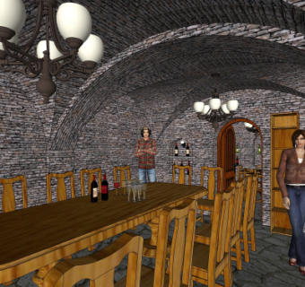 欧式地下酒窖品酒室su模型
