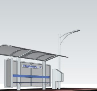 现代公交站su模型