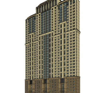 新古典高层公寓楼su模型
