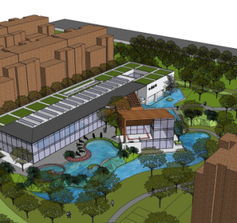 现代办公楼su模型