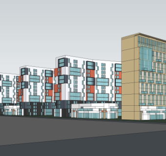 现代公寓楼su模型